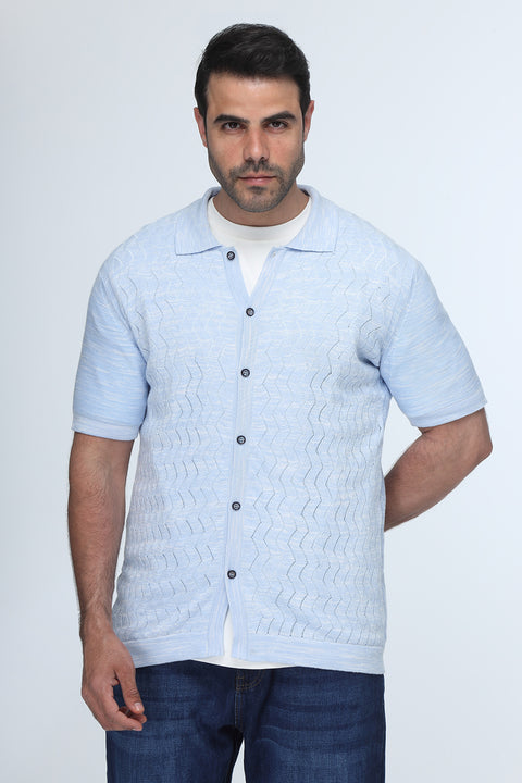 Polo Shirt Regular Fit Knitted Light Blue