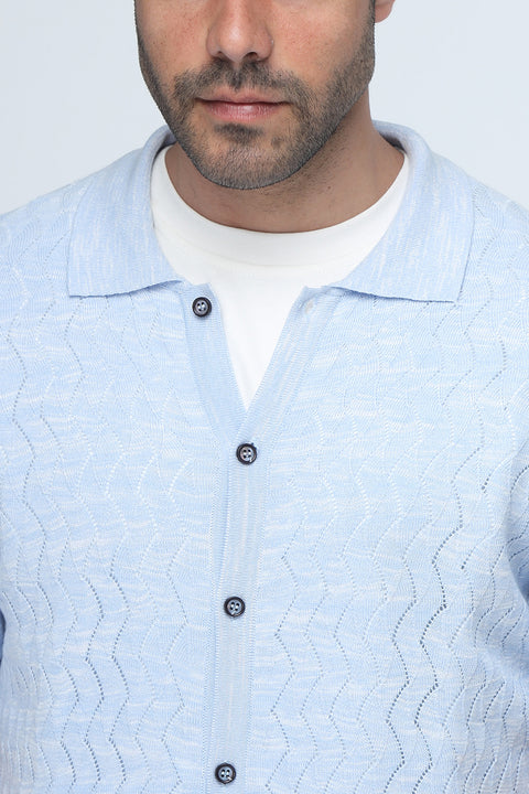 Polo Shirt Regular Fit Knitted Light Blue