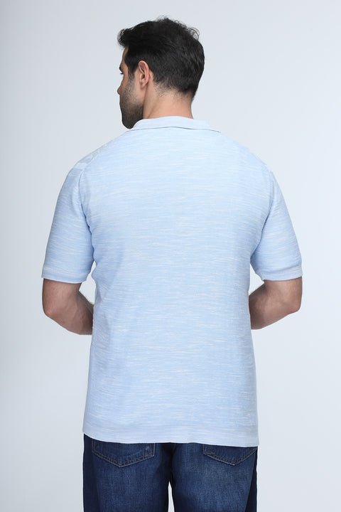 Polo Shirt Regular Fit Knitted Light Blue