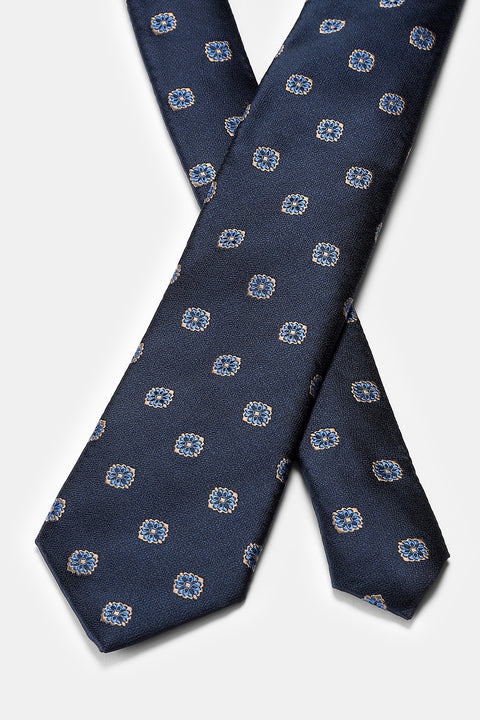 Jacquard Tie 6 cm Dark Blue