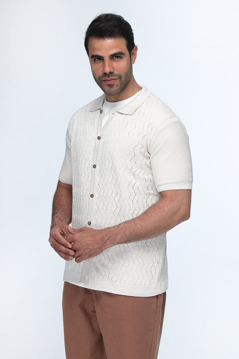Polo Shirt Regular Fit Knitted Beige