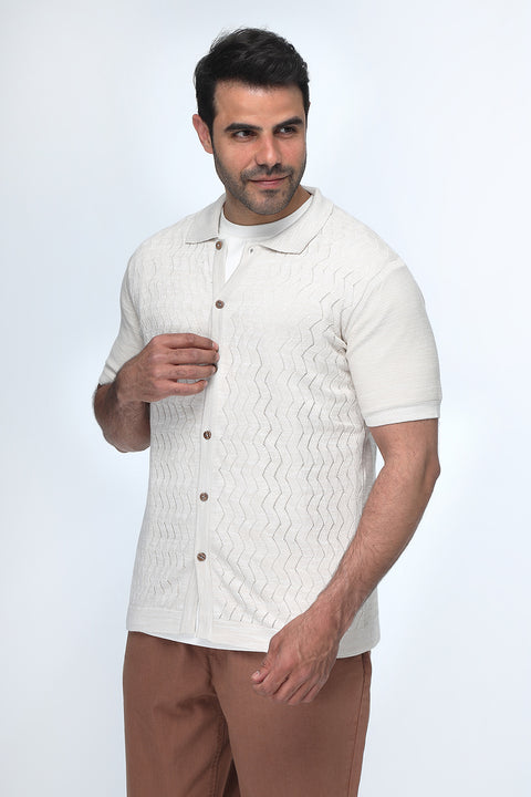 Polo Shirt Regular Fit Knitted Beige