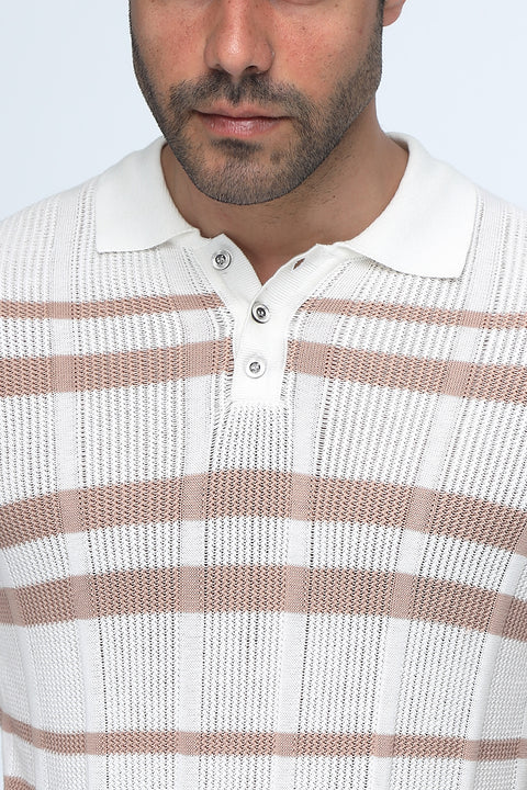 Polo Shirt Regular Fit Knitted Beige