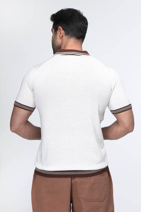 Polo Shirt Regular Fit Knitted Beige