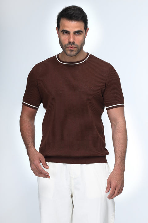 Regular Fit T-Shirt Knitted Brown