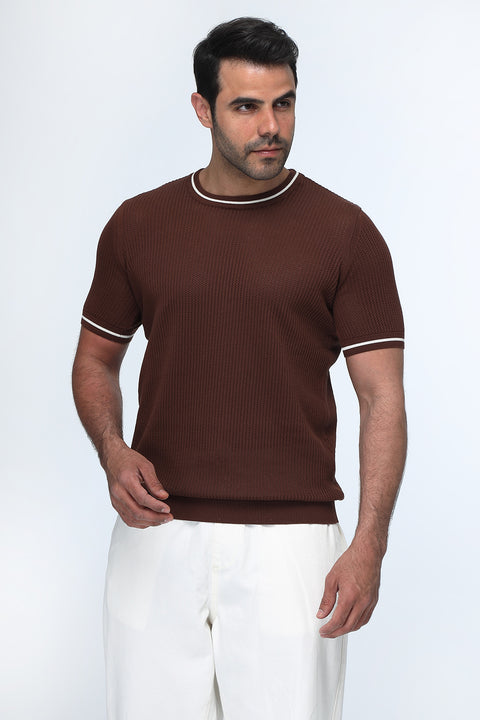 Regular Fit T-Shirt Knitted Brown