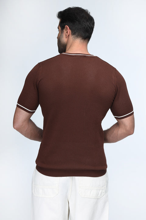 Regular Fit T-Shirt Knitted Brown