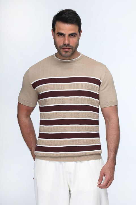 Regular Fit T-Shirt Knitted Beige