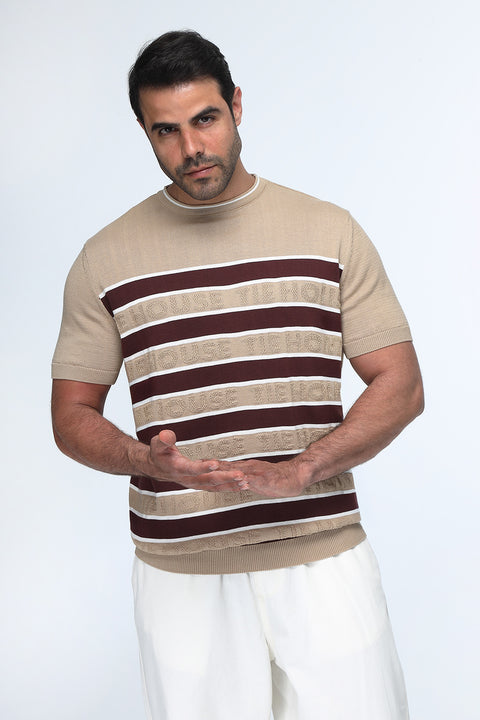 Regular Fit T-Shirt Knitted Beige