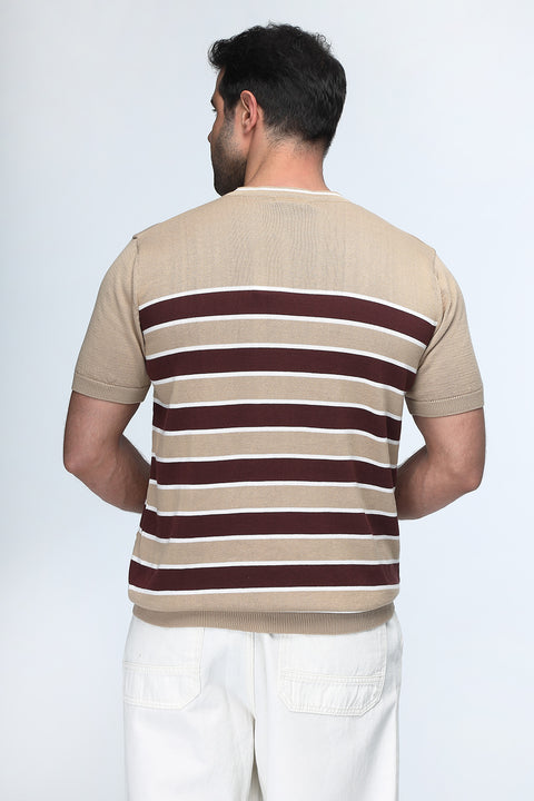Regular Fit T-Shirt Knitted Beige