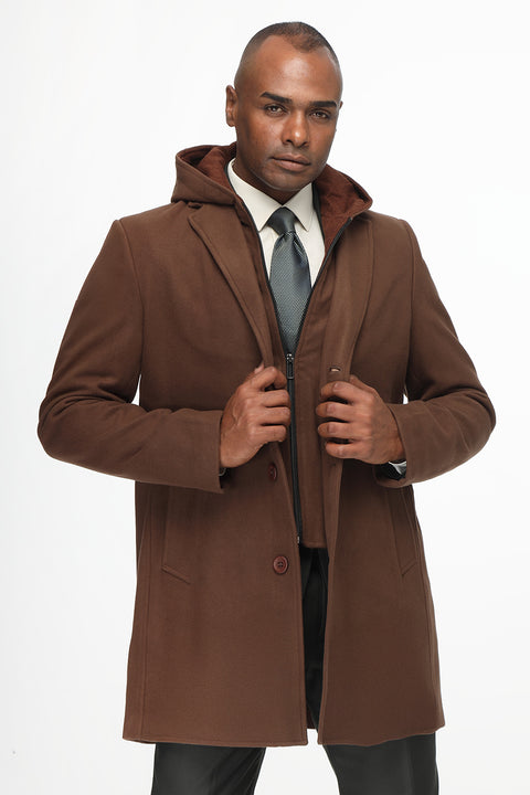 Regular Fit Coat Brown
