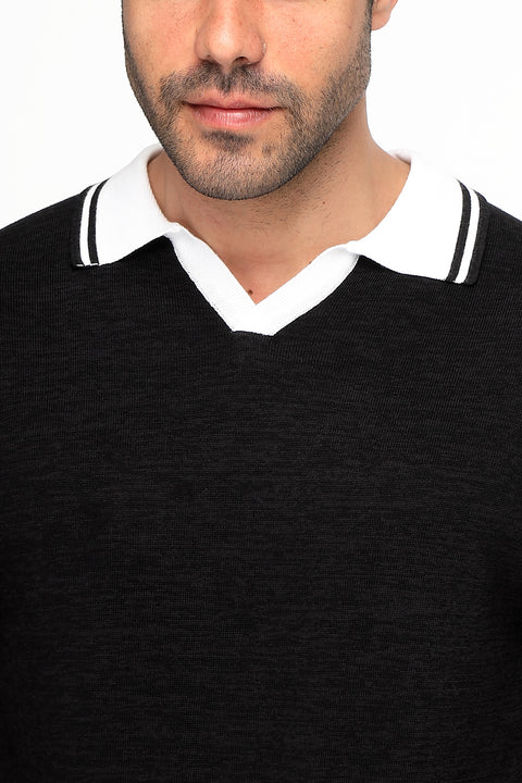 Polo Shirt Regular Fit Knitted Black