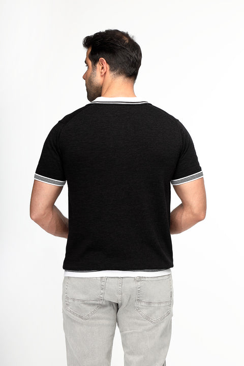 Polo Shirt Regular Fit Knitted Black