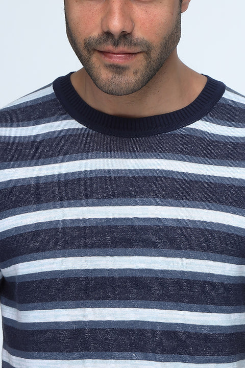 Regular Fit T-Shirt Knitted Dark Blue