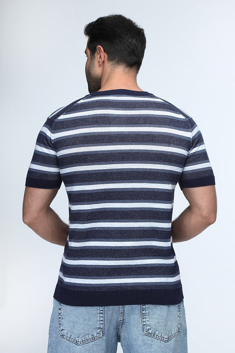 Regular Fit T-Shirt Knitted Dark Blue