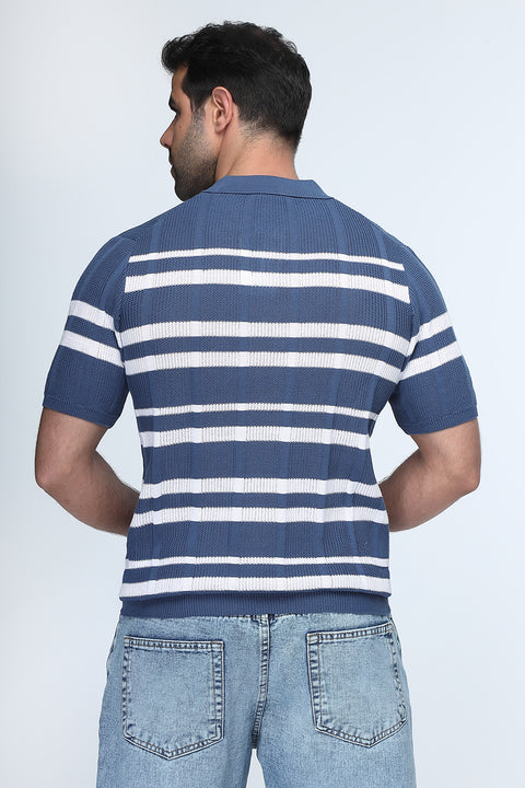 Polo Shirt Regular Fit Knitted Blue