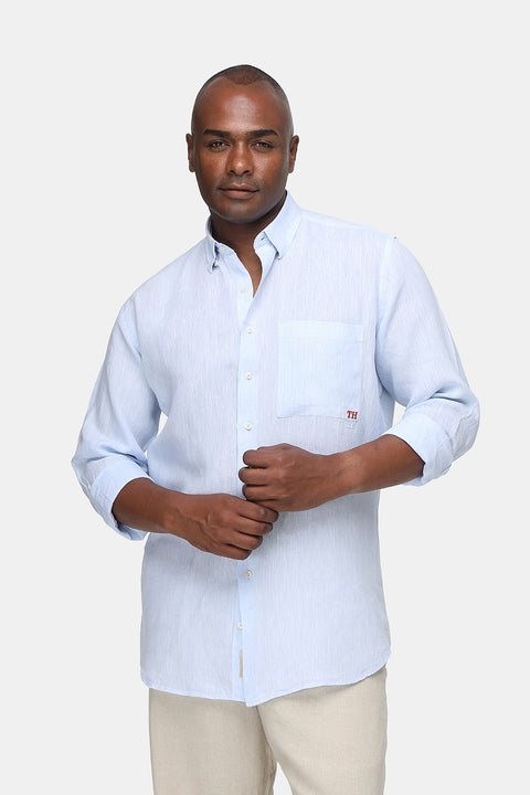 Regular Fit Linen Shirt Light Blue