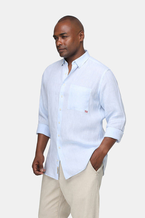 Regular Fit Linen Shirt Light Blue