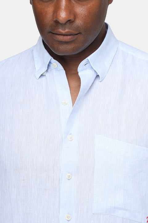 Regular Fit Linen Shirt Light Blue