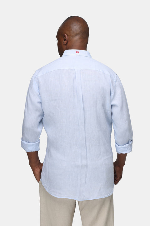 Regular Fit Linen Shirt Light Blue