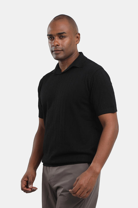 Polo Shirt Regular Fit Knitted Black