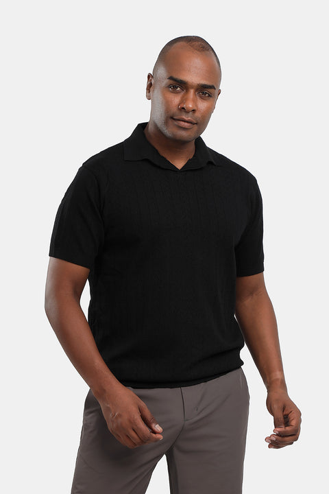 Polo Shirt Regular Fit Knitted Black