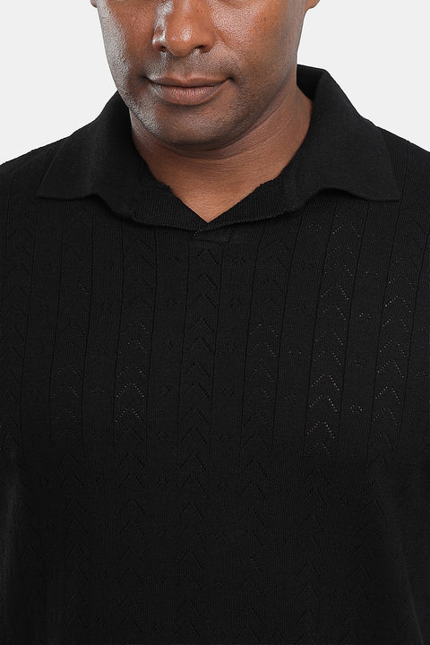 Polo Shirt Regular Fit Knitted Black