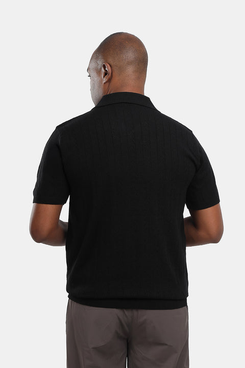 Polo Shirt Regular Fit Knitted Black