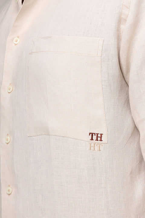 Regular Fit Linen Shirt Beige