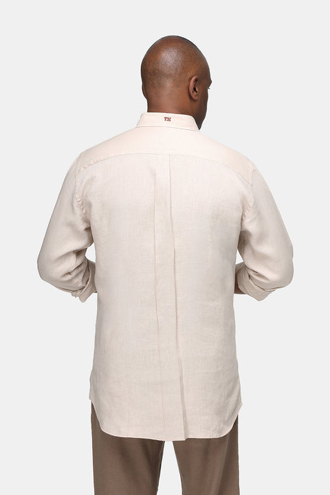 Regular Fit Linen Shirt Beige