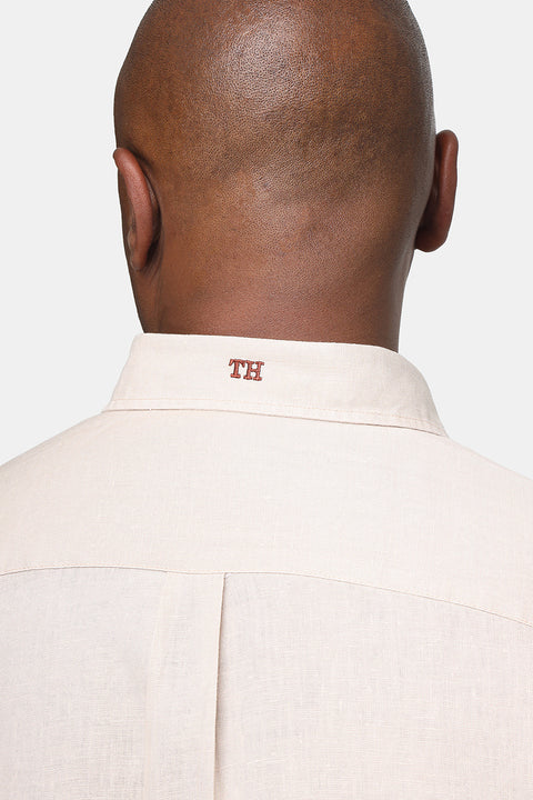 Regular Fit Linen Shirt Beige