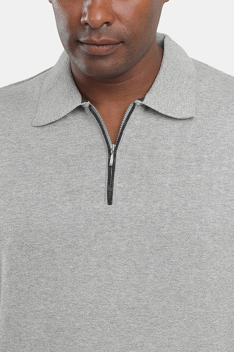 Polo Shirt Regular Fit Knitted Gray