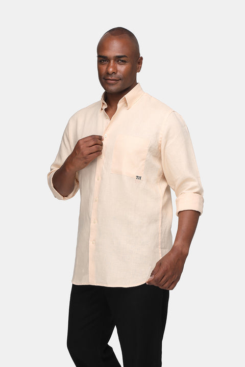 Regular Fit Linen Shirt Orange
