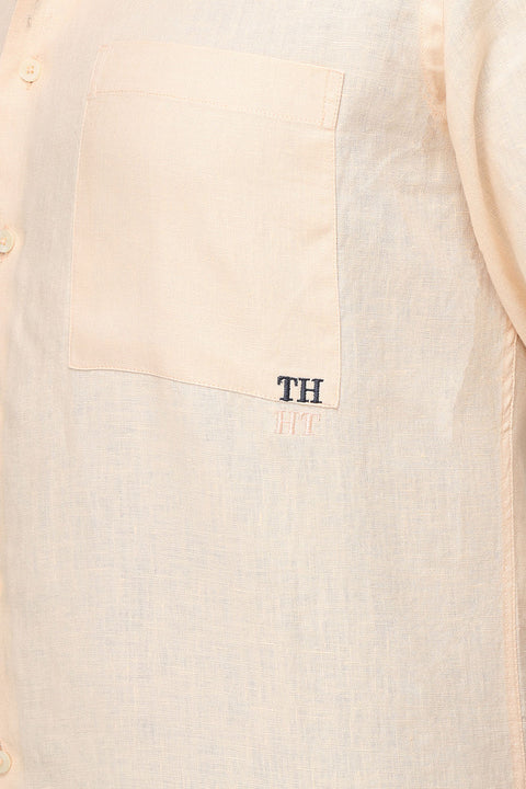 Regular Fit Linen Shirt Orange