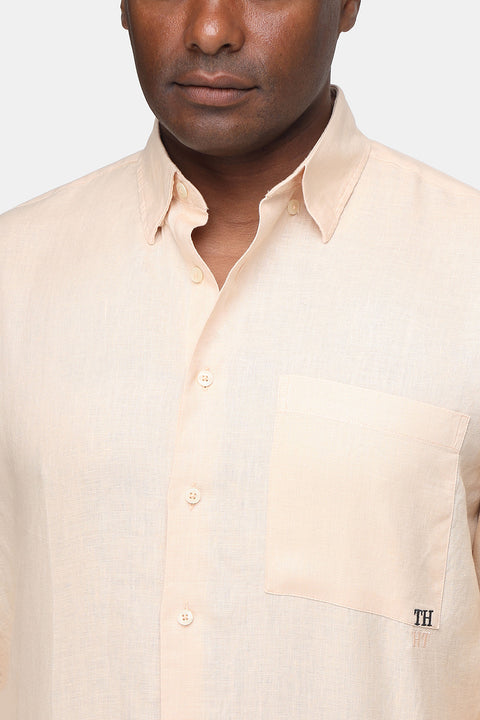 Regular Fit Linen Shirt Orange