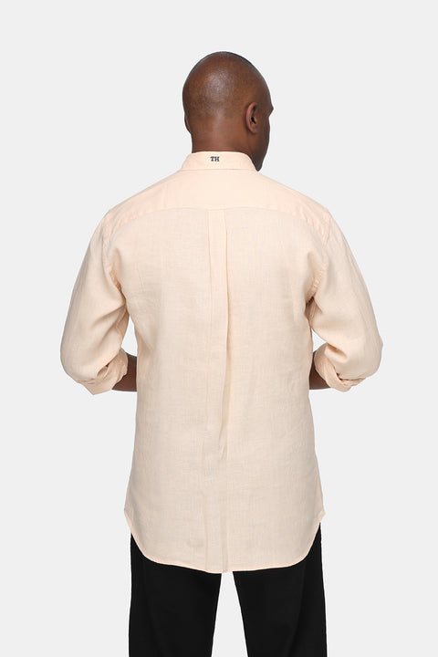 Regular Fit Linen Shirt Orange