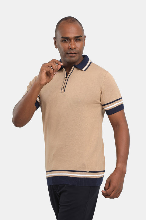 Polo Shirt Regular Fit Knitted Beige