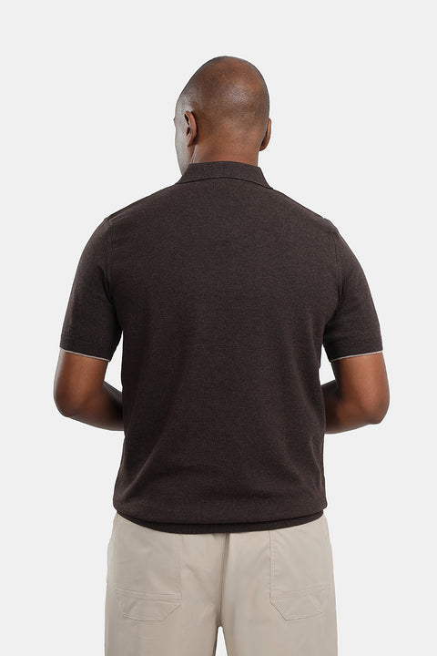Polo Shirt Regular Fit Knitted Dark Brown