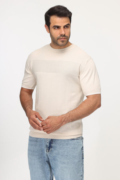 Regular Fit T-Shirt Knitted Beige