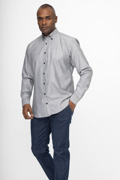 Regular Fit Oxford Shirt Light Gray