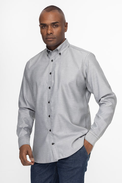 Regular Fit Oxford Shirt Light Gray