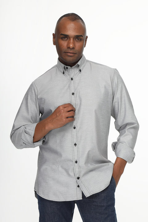 Regular Fit Oxford Shirt Light Gray