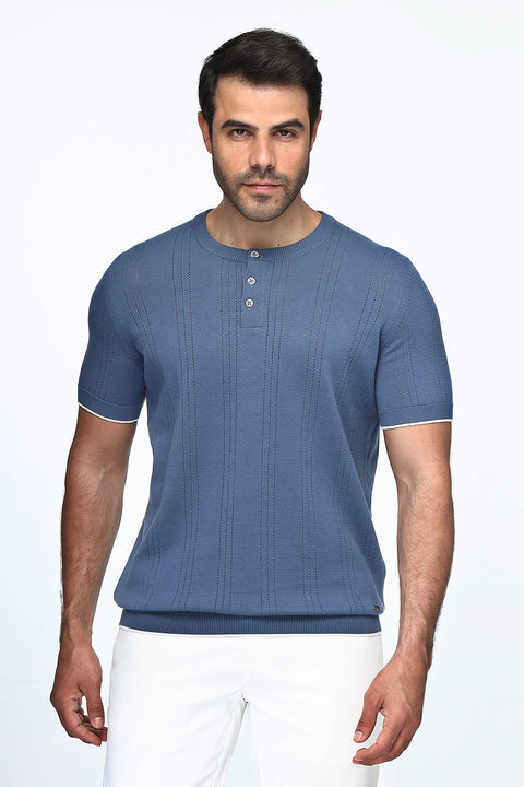Regular Fit T-Shirt Knitted Blue