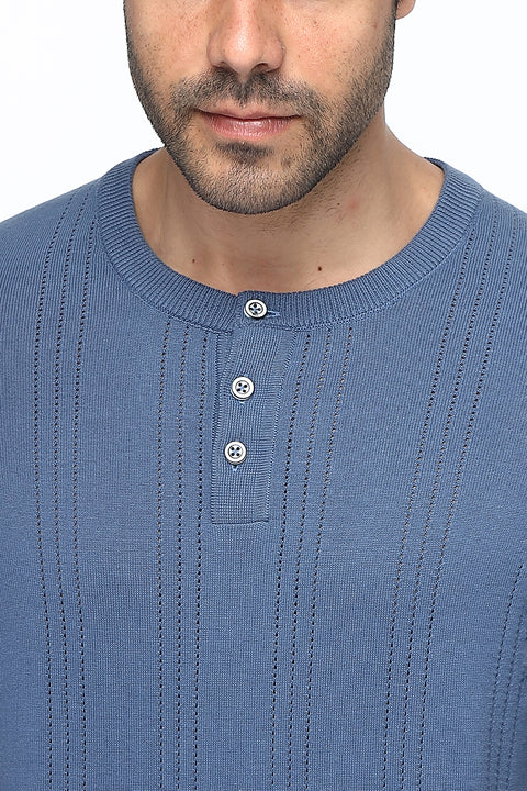 Regular Fit T-Shirt Knitted Blue