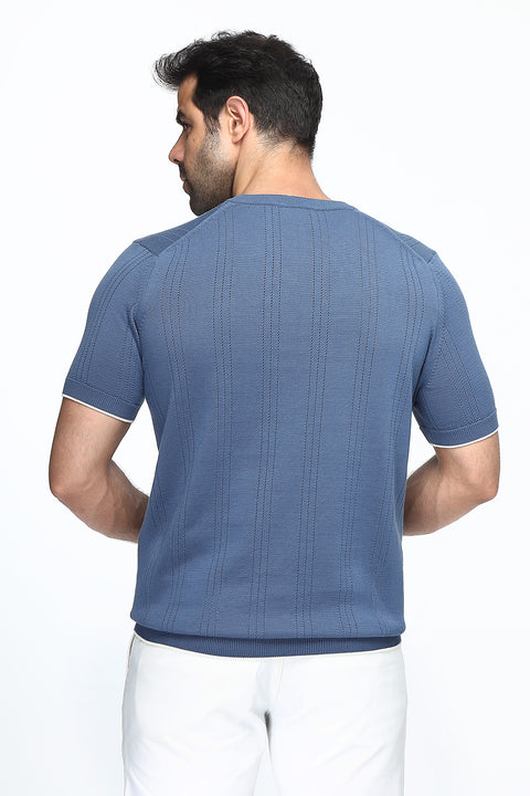 Regular Fit T-Shirt Knitted Blue