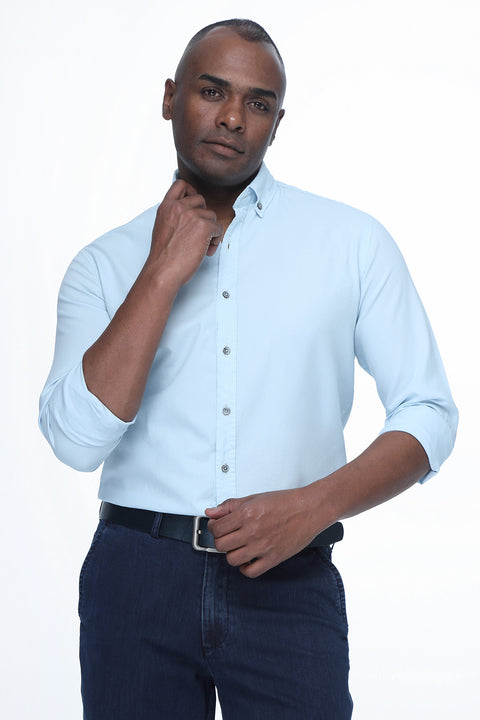 New Fit Shirt Oxford Light Blue 100% Cotton