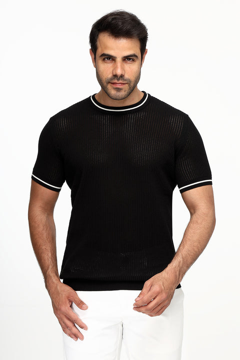Regular Fit T-Shirt Knitted Black