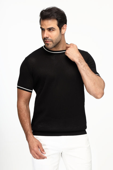 Regular Fit T-Shirt Knitted Black