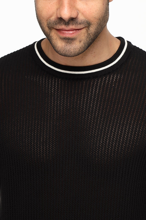 Regular Fit T-Shirt Knitted Black