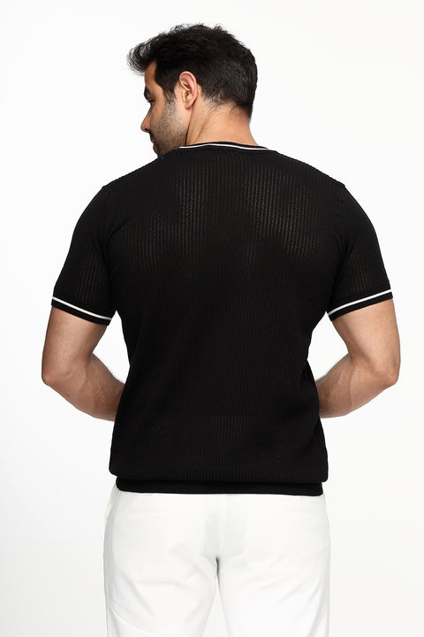 Regular Fit T-Shirt Knitted Black